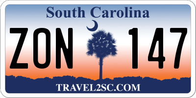 SC license plate ZON147