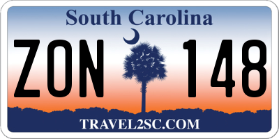 SC license plate ZON148