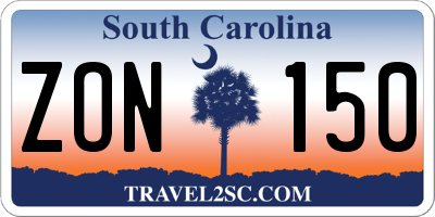 SC license plate ZON150