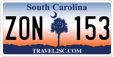 SC license plate ZON153