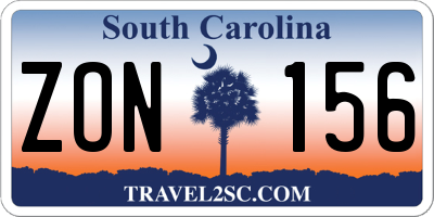 SC license plate ZON156