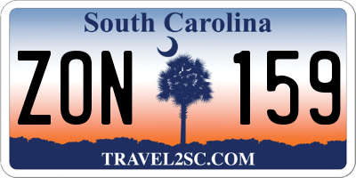 SC license plate ZON159