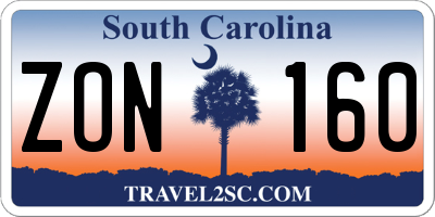 SC license plate ZON160
