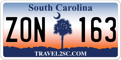 SC license plate ZON163