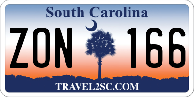 SC license plate ZON166