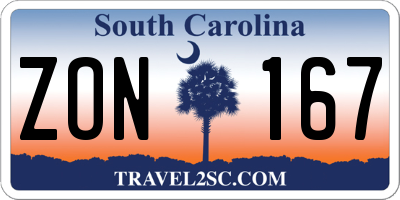 SC license plate ZON167