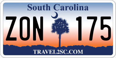 SC license plate ZON175