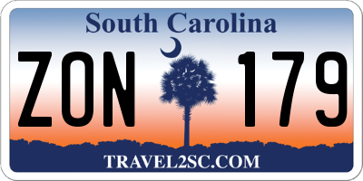SC license plate ZON179