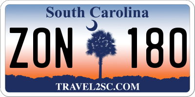SC license plate ZON180