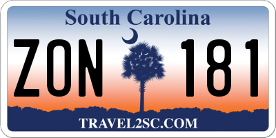 SC license plate ZON181