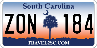 SC license plate ZON184