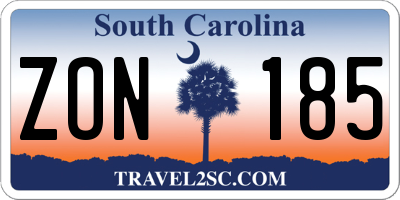 SC license plate ZON185