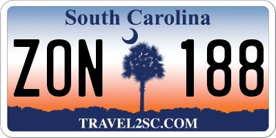 SC license plate ZON188