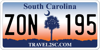 SC license plate ZON195