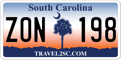 SC license plate ZON198