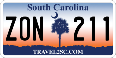 SC license plate ZON211