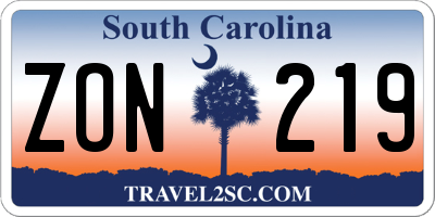 SC license plate ZON219