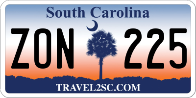 SC license plate ZON225