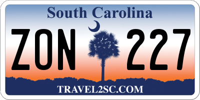 SC license plate ZON227