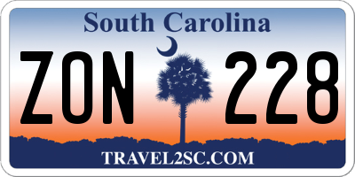 SC license plate ZON228