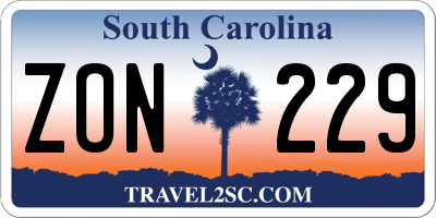 SC license plate ZON229