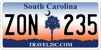 SC license plate ZON235