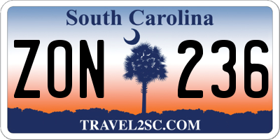 SC license plate ZON236