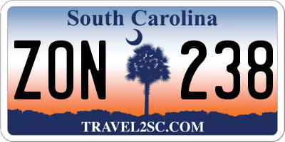 SC license plate ZON238