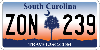 SC license plate ZON239