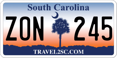 SC license plate ZON245