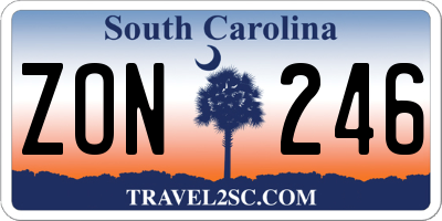 SC license plate ZON246
