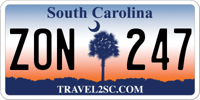 SC license plate ZON247