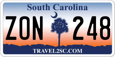 SC license plate ZON248