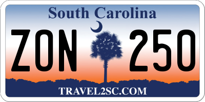 SC license plate ZON250