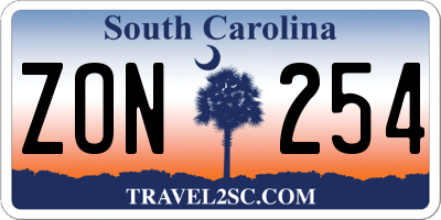 SC license plate ZON254