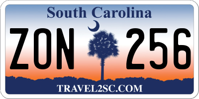 SC license plate ZON256