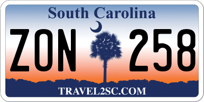 SC license plate ZON258