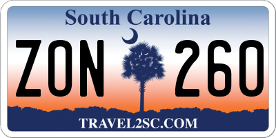 SC license plate ZON260