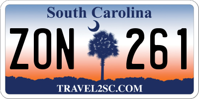 SC license plate ZON261