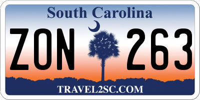 SC license plate ZON263