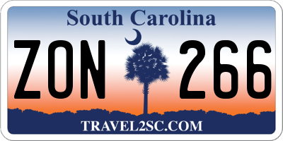 SC license plate ZON266