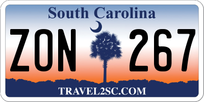 SC license plate ZON267