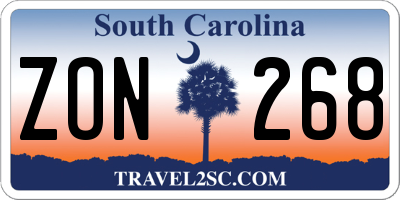 SC license plate ZON268
