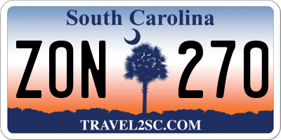 SC license plate ZON270
