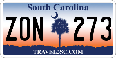 SC license plate ZON273