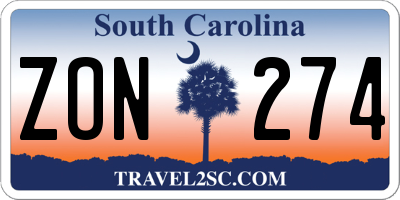 SC license plate ZON274