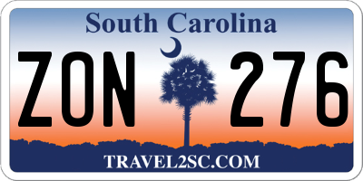 SC license plate ZON276