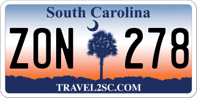 SC license plate ZON278