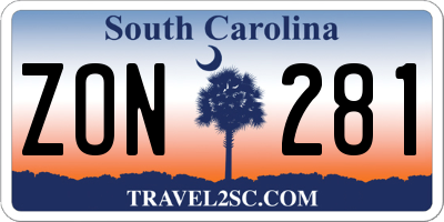 SC license plate ZON281