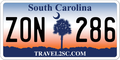 SC license plate ZON286